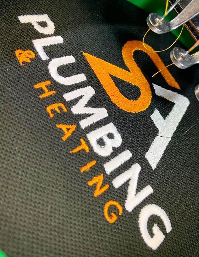 SA Plumbing embroidered logo example
